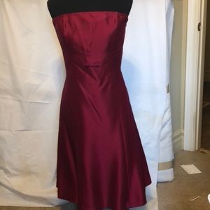 Deep red strapless cocktail dress